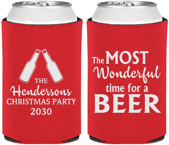 Personalized Christmas Can Coolers - Wonderful Time For A Beer | 280064