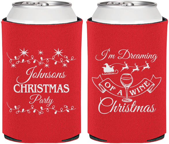 Personalized Christmas Can Coolers - Wine | 280068