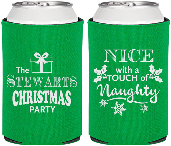Personalized Christmas Can Coolers - Naughty Or Nice | 280069