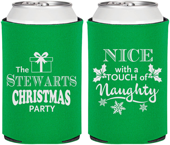 Personalized Christmas Can Coolers - Naughty Or Nice | 280069