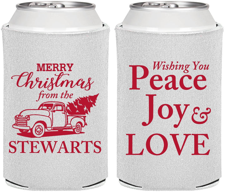 Personalized Christmas Can Coolers - Peace Joy Love | 280070
