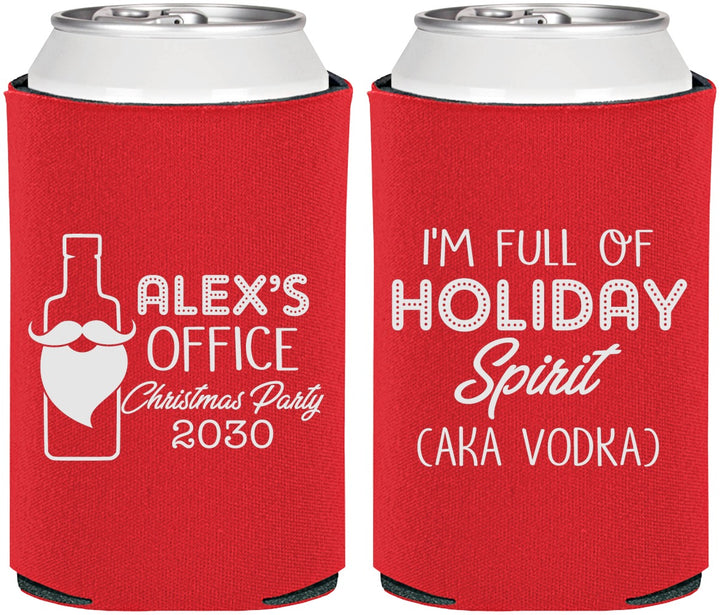 Personalized Christmas Can Coolers - Holiday Spirit | 280072