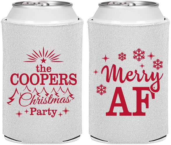 Personalized Christmas Can Coolers - Merry Af | 280078