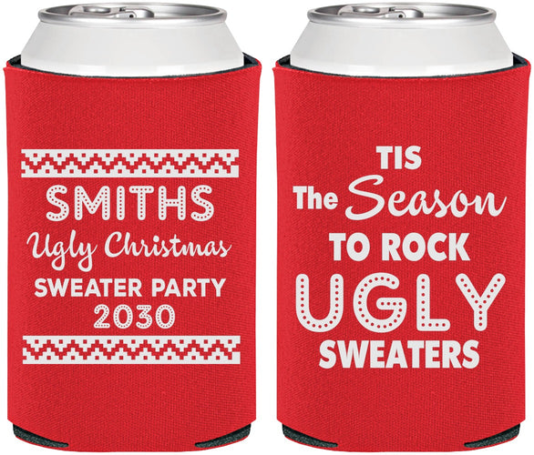 Personalized Christmas Can Coolers - Ugly Sweater | 280080