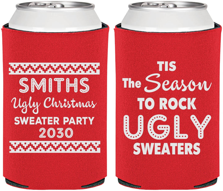 Personalized Christmas Can Coolers - Ugly Sweater | 280080