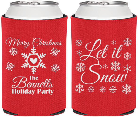 Personalized Christmas Can Coolers - Let Is Snow | 280088