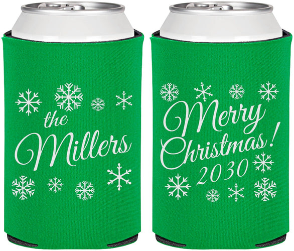 Personalized Christmas Can Coolers - Snowflakes | 280089