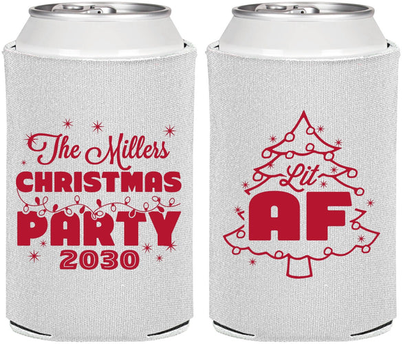 Personalized Christmas Can Coolers - Lit Af | 280090