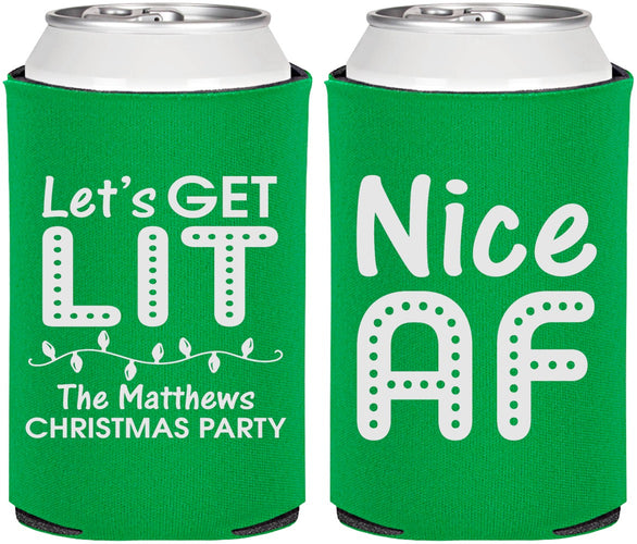 Personalized Christmas Can Coolers - Nice Af | 280093