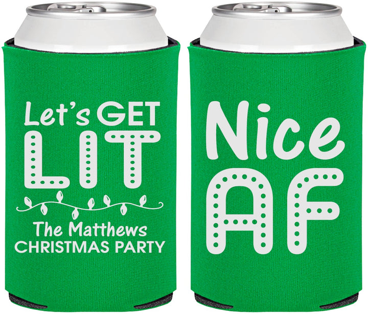Personalized Christmas Can Coolers - Nice Af | 280093