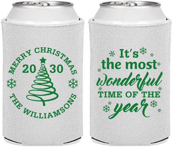Personalized Christmas Can Coolers - Wonderful Time For A Beer | 280099