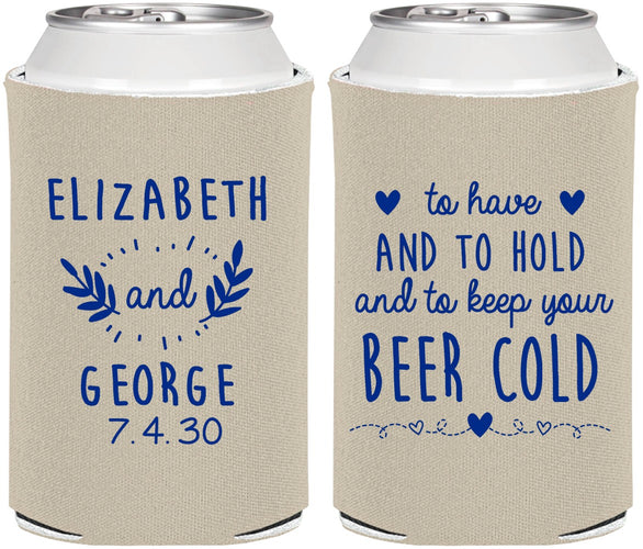 Personalized Wedding Can Coolers - To Have And To Hold | 281