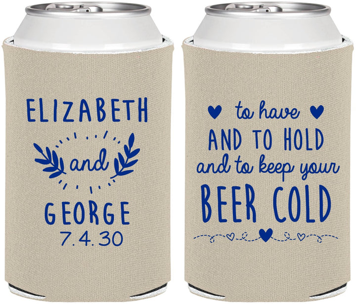 Personalized Wedding Can Coolers - To Have And To Hold | 281