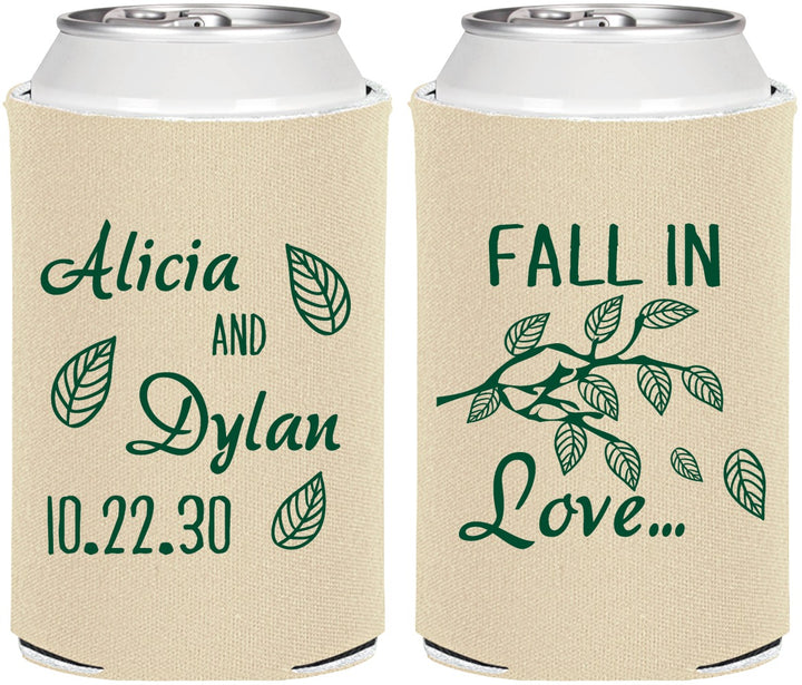 Personalized Wedding Can Coolers - Fall In Love | 283