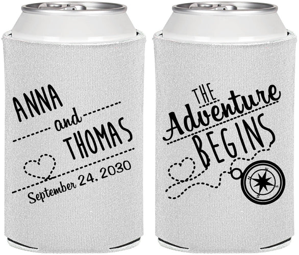 Personalized Wedding Can Coolers - The Adventure Begins | 284