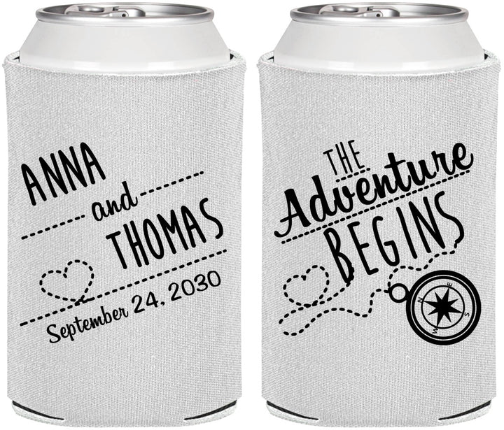 Personalized Wedding Can Coolers - The Adventure Begins | 284
