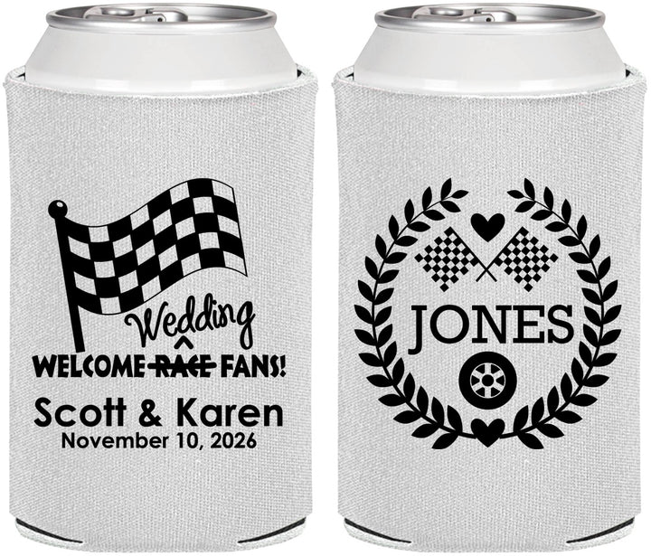 Personalized Wedding Can Coolers - Racing | 289