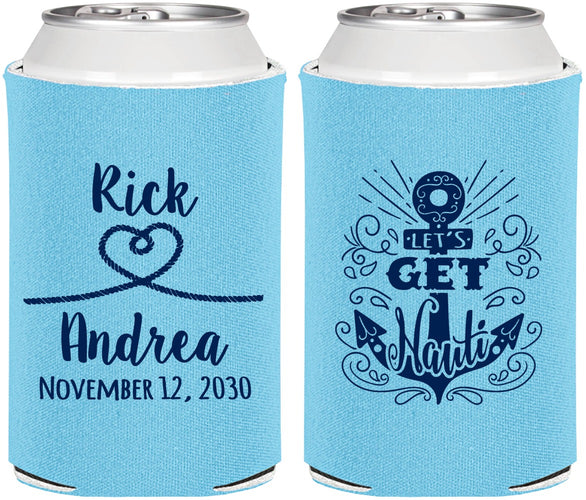 Personalized Wedding Can Coolers - Lets Get Nauti | 292