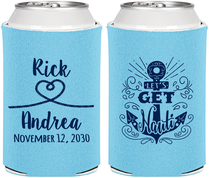 Personalized Wedding Can Coolers - Lets Get Nauti | 292