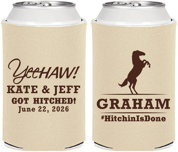 Personalized Wedding Can Coolers - Got Hitched | 296