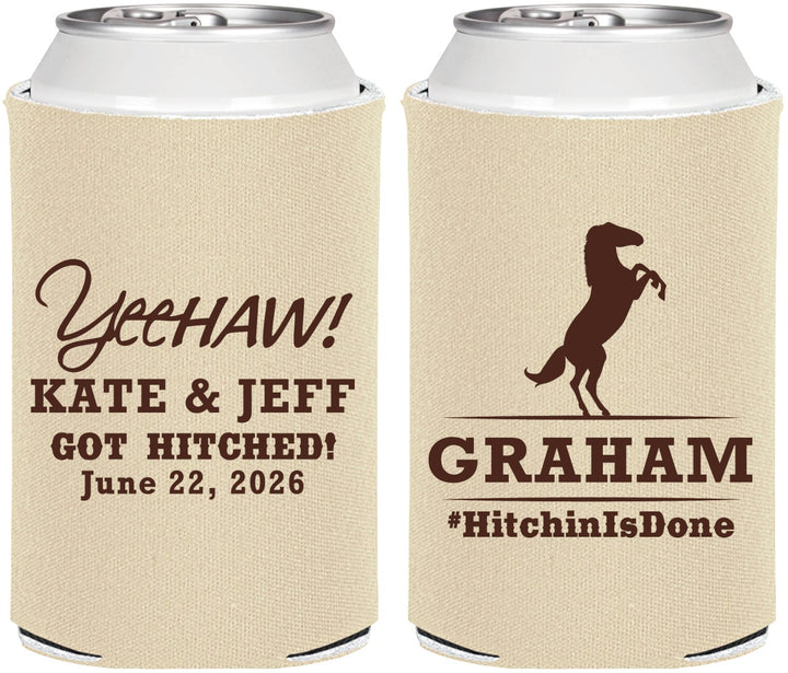 Personalized Wedding Can Coolers - Got Hitched | 296