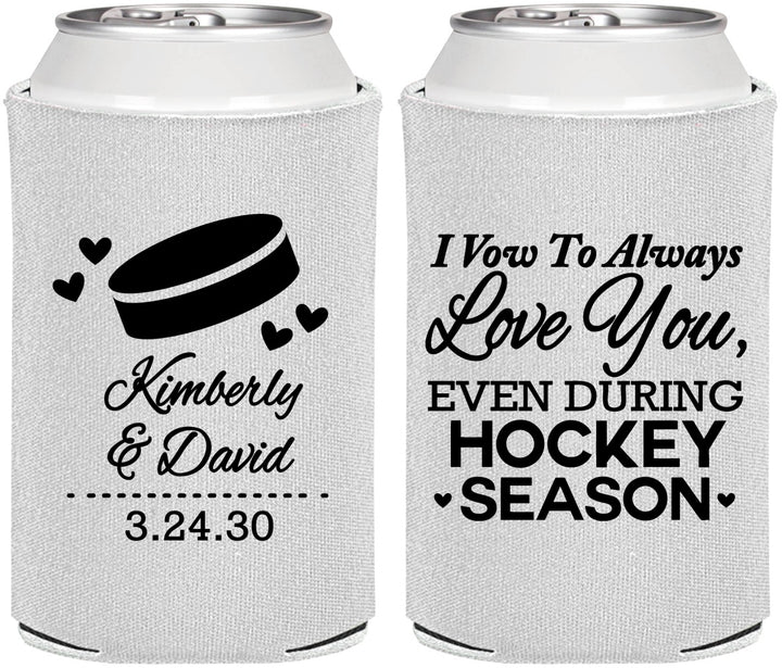 Personalized Wedding Can Coolers - Hockey | 300
