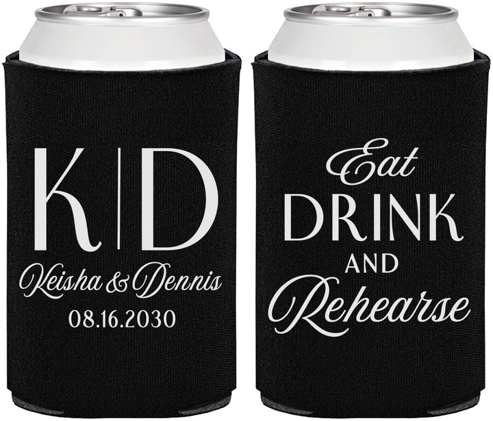 Personalized Rehearsal Dinner Can Coolers - Eat Drink Rehearse | 30000