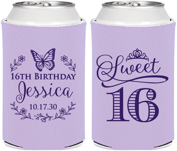 Personalized 16th Birthday Can Coolers - Butterfly | 300005