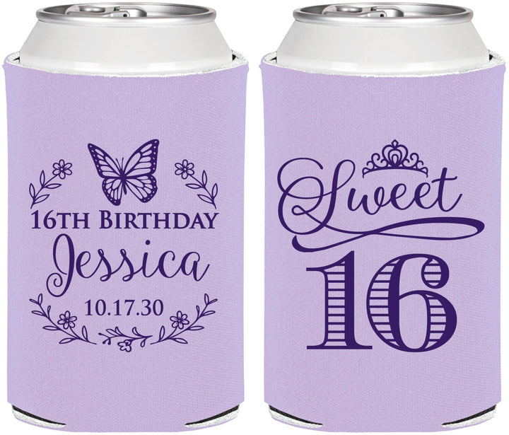 Personalized 16th Birthday Can Coolers - Butterfly | 300005