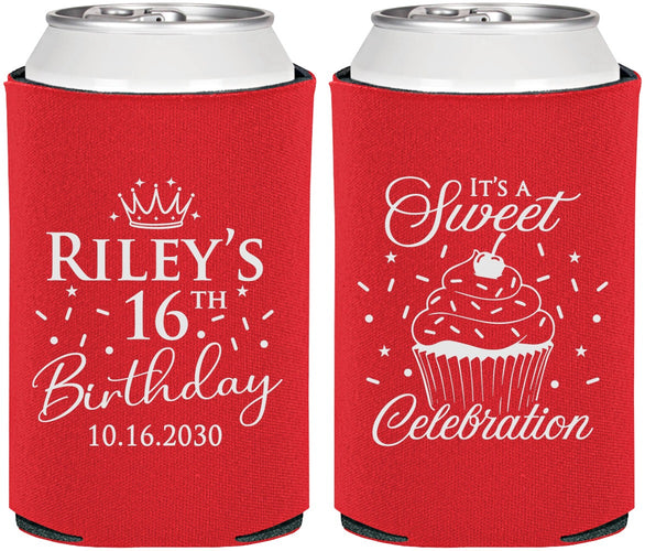 Personalized 16th Birthday Can Coolers - Cupcake | 300006