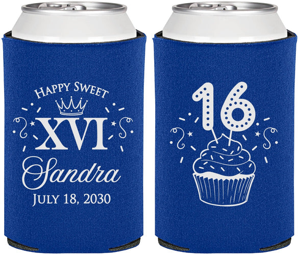 Personalized 16th Birthday Can Coolers - Cupcake | 300007