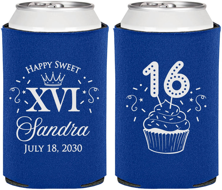 Personalized 16th Birthday Can Coolers - Cupcake | 300007