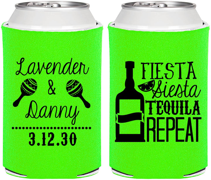 Personalized Wedding Can Coolers - Fiesta Siesta Tequila Repeat | 306