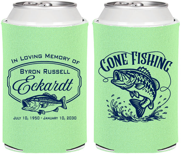 Personalized Memorial Can Coolers - Gone Fishing | 310022