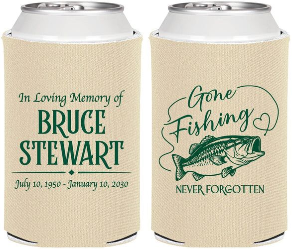 Personalized Memorial Can Coolers - Gone Fishing | 310023