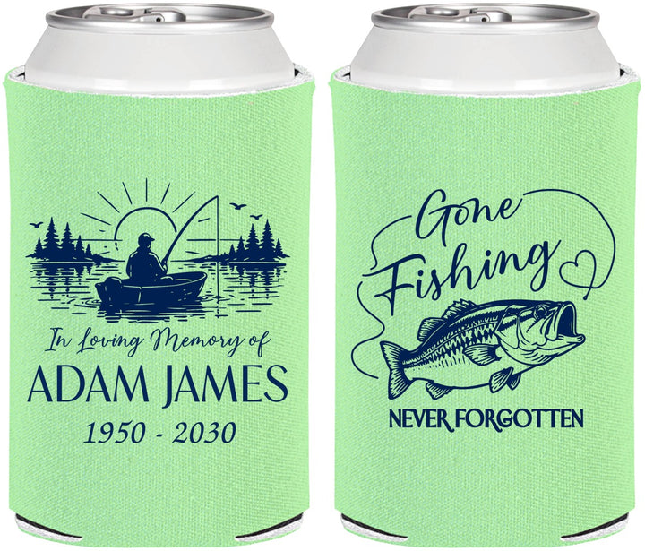 Personalized Memorial Can Coolers - Gone Fishing | 310024
