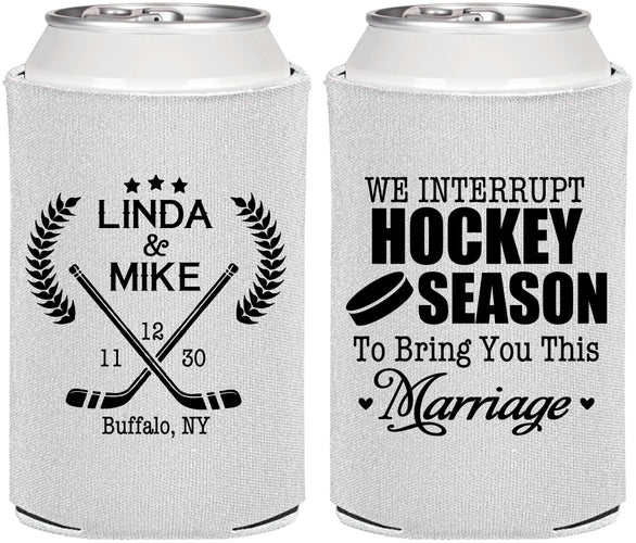 Personalized Wedding Can Coolers - We Interrupt Hockey | 312