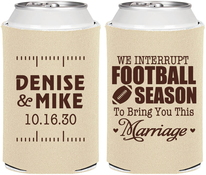 Personalized Wedding Can Coolers - We Interrupt Football | 314