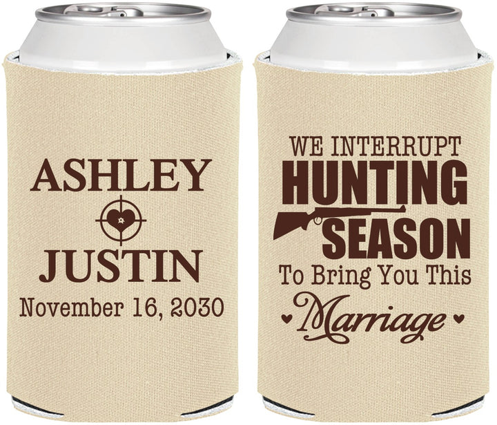 Personalized Wedding Can Coolers - We Interrupt Hunting | 316