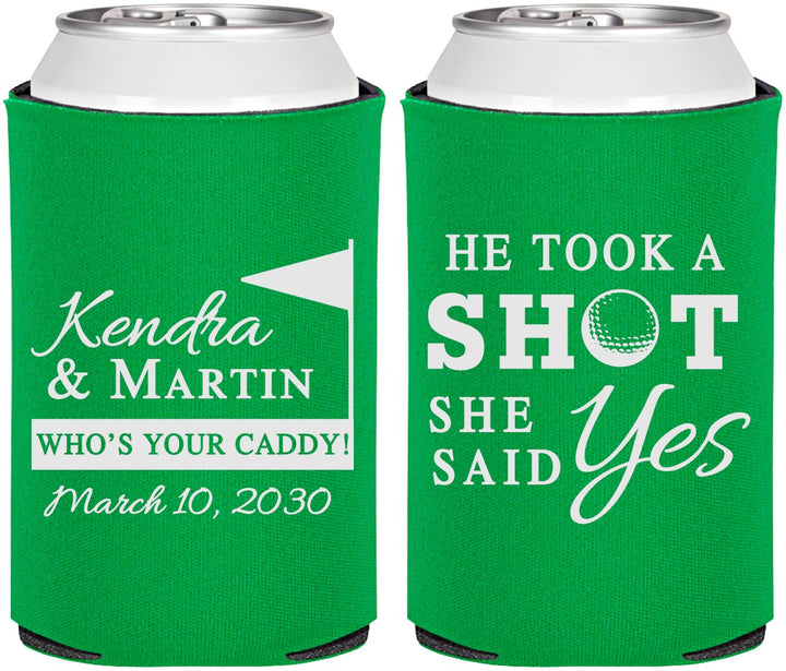 Personalized Wedding Can Coolers - Took A Shot Golf | 320