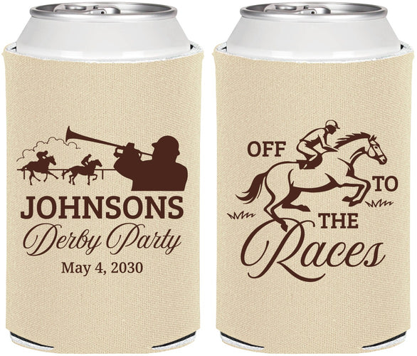 Personalized Derby Day Can Coolers - Off To The Races | 320002