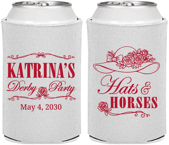Personalized Derby Day Can Coolers - Hats And Horses | 320005