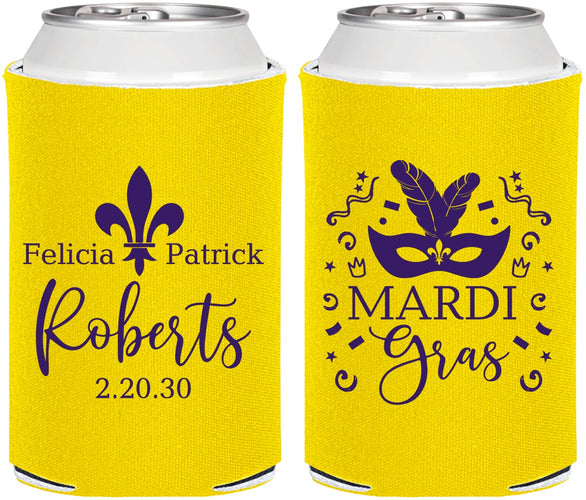 Personalized Wedding Can Coolers - Mardi Gras | 339