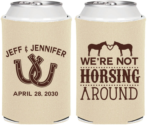 Personalized Wedding Can Coolers - Horseshoe | 340