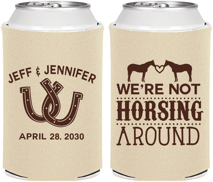 Personalized Wedding Can Coolers - Horseshoe | 340