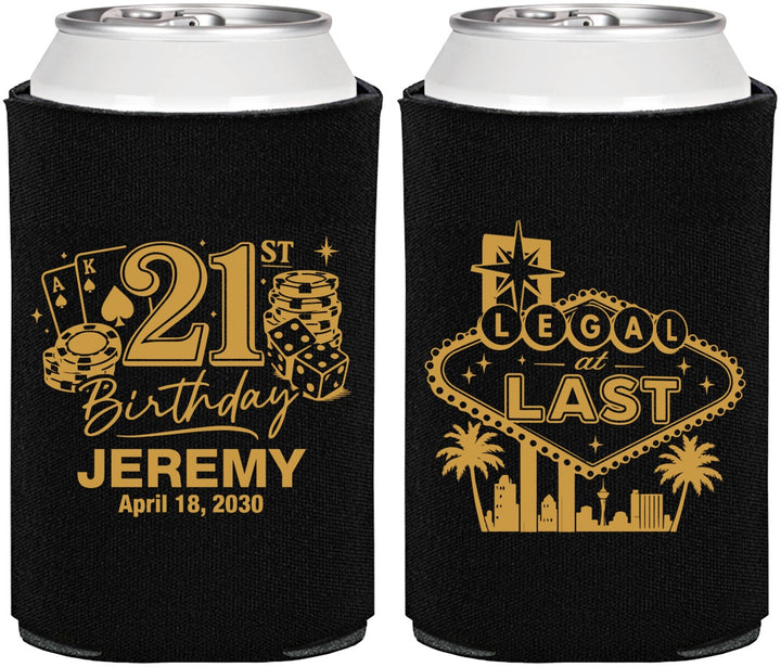 Personalized 21st Birthday Can Coolers - Legal At Last Vegas | 340003