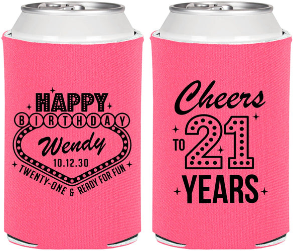 Personalized 21st Birthday Can Coolers - Vegas | 340007