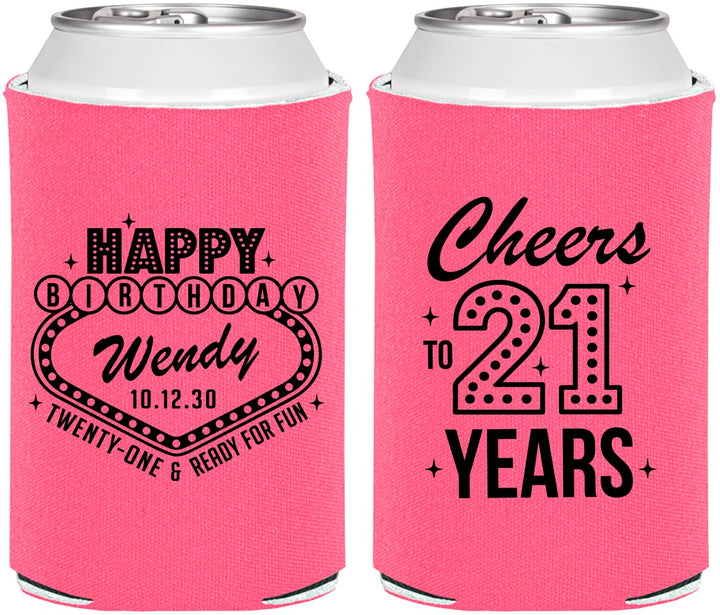 Personalized 21st Birthday Can Coolers - Vegas | 340007