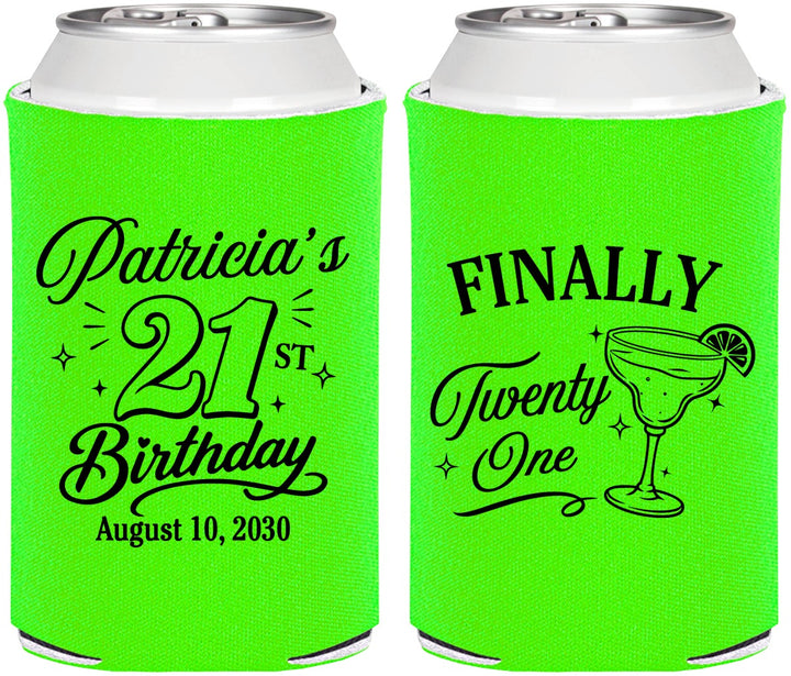 Personalized 21st Birthday Can Coolers - Finally Twenty One | 340008