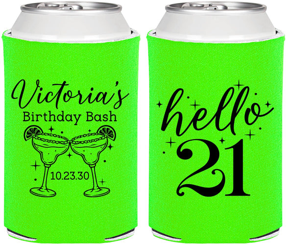 Personalized 21st Birthday Can Coolers - Hello Twenty One | 340011
